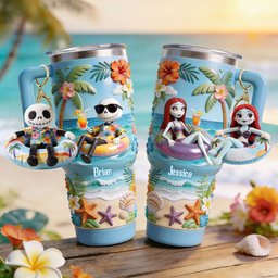 Summer Vibes - Personalized Nightmare Tumbler With Plush Charm