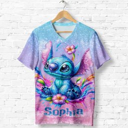 Blue Monster - Personalized Ohana Fully Printed V-Neck T-Shirt – view 8