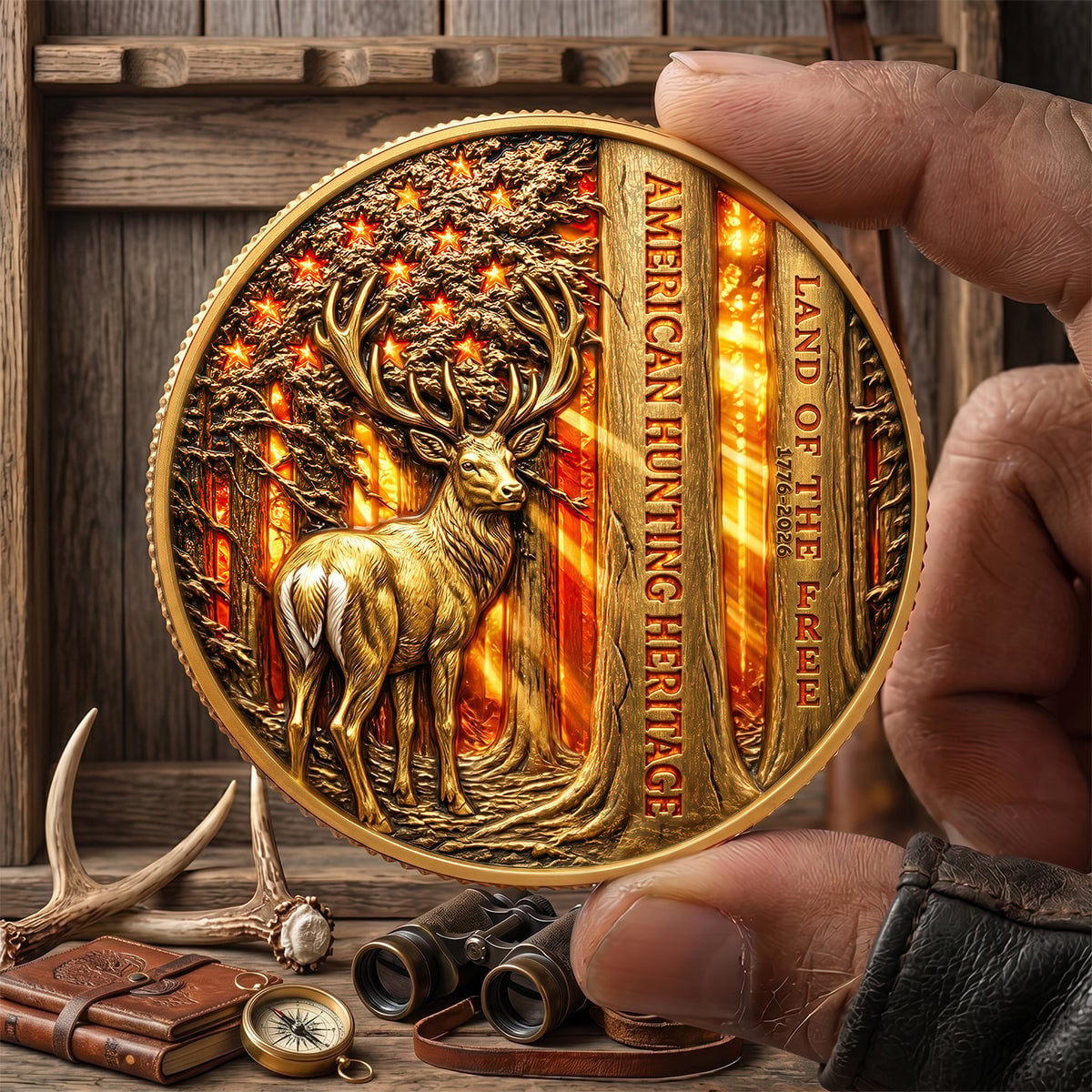 Free Deer In American Forest Coin, Personalized Gifts For Deer Hunter