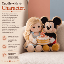 Cartoon Mouse & Friend, Birthday Gift - Personalized Kid Premium Faux Fur Pillow – view 6