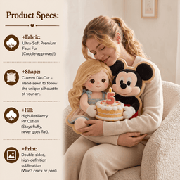 Cartoon Mouse & Friend, Birthday Gift - Personalized Kid Premium Faux Fur Pillow – view 5