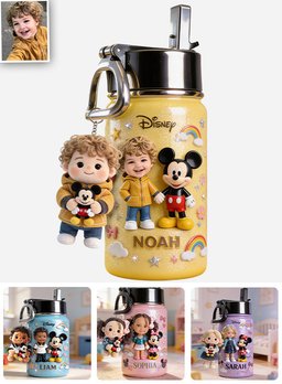 Custom Any Photo - Personalized Mouse Kids Water Bottle – view 8