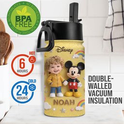 Custom Any Photo - Personalized Mouse Kids Water Bottle – view 5