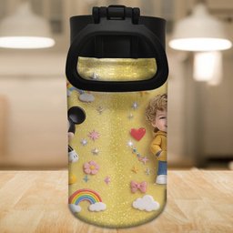 Custom Any Photo - Personalized Mouse Kids Water Bottle – view 4