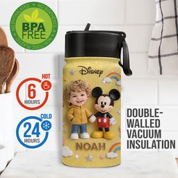 Custom Any Photo - Personalized Mouse Kids Water Bottle – view 6