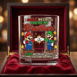 My Brother Best Brotherhood 11oz Round Glass - Personalized Gifts For Brother Glass – view 3