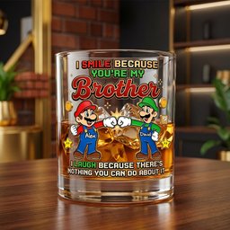 My Brother Best Brotherhood 11oz Round Glass - Personalized Gifts For Brother Glass – view 2