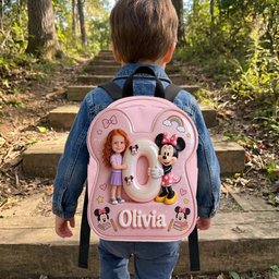 Custom Photo, Alphabet, Any Character - Personalized Kid Changeable Leather Patch Backpack – view 4