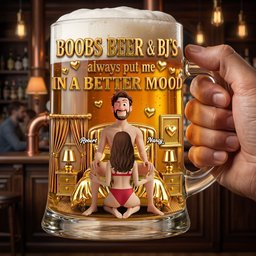 Playful Couple Beer Glass - Personalized Gifts For Couples