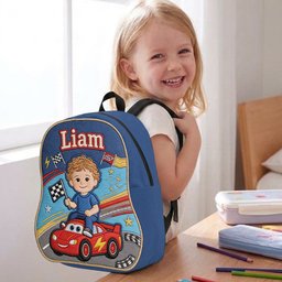 Little Racer - Personalized Racing Lover Changeable Leather Patch Backpack – view 5