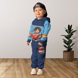 Little Racer - Personalized Racing Lover Kid Hoodie & Kid Jogger Sweatpants – view 4