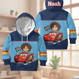 Little Racer - Personalized Racing Lover Kid Hoodie & Kid Jogger Sweatpants – view 7