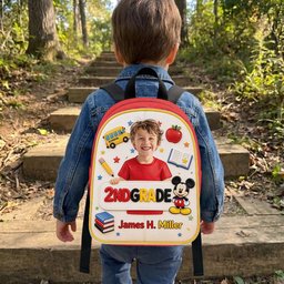 Magical Friend Back To School Gift - Personalized Mouse Changeable Leather Patch Backpack – view 4