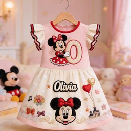Magical Initial Gift For Kids - Personalized Mouse Kid Ruffle Sleeve Dress