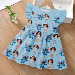 Ohana Means Family - Personalized Kid Ruffle Sleeve Dress – view 2