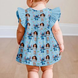 Ohana Means Family - Personalized Kid Ruffle Sleeve Dress – view 5