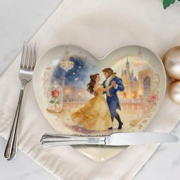 Tale As Old As Time - Personalized Beauty And The Beast Heart Shaped Plate – view 5