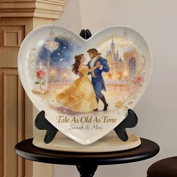 Tale As Old As Time - Personalized Beauty And The Beast Heart Shaped Plate – view 2