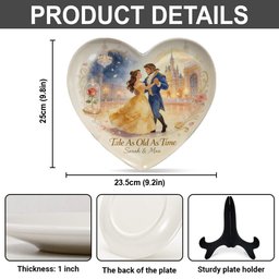 Tale As Old As Time - Personalized Beauty And The Beast Heart Shaped Plate – view 8
