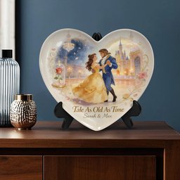 Tale As Old As Time - Personalized Beauty And The Beast Heart Shaped Plate – view 4