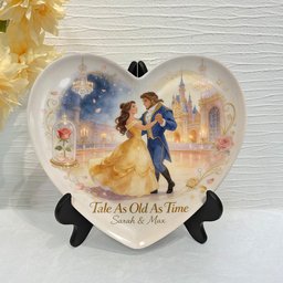 Tale As Old As Time - Personalized Beauty And The Beast Heart Shaped Plate – view 6