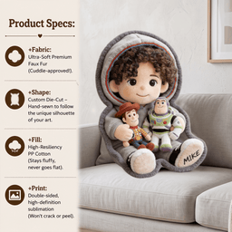 The Story Of Toys - Personalized Movie For Kids Premium Faux Fur Pillow – view 4