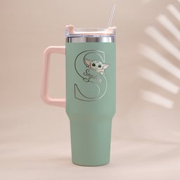 Too Cute I Am Custom Initial - Personalized The Force Tumbler With Handle – view 4