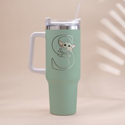 Too Cute I Am Custom Initial - Personalized The Force Tumbler With Handle – view 3