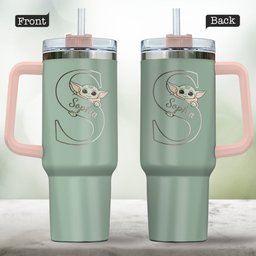 Too Cute I Am Custom Initial - Personalized The Force Tumbler With Handle – view 2