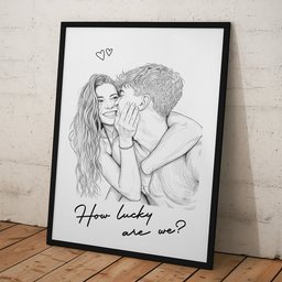 Custom Couple Photo Portrait How Lucky Are We Gift For Him, Her - Personalized Photo Poster – view 5