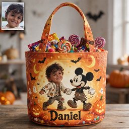 Trick Or Treat - Personalized Mouse Canvas Bucket Bag – view 2
