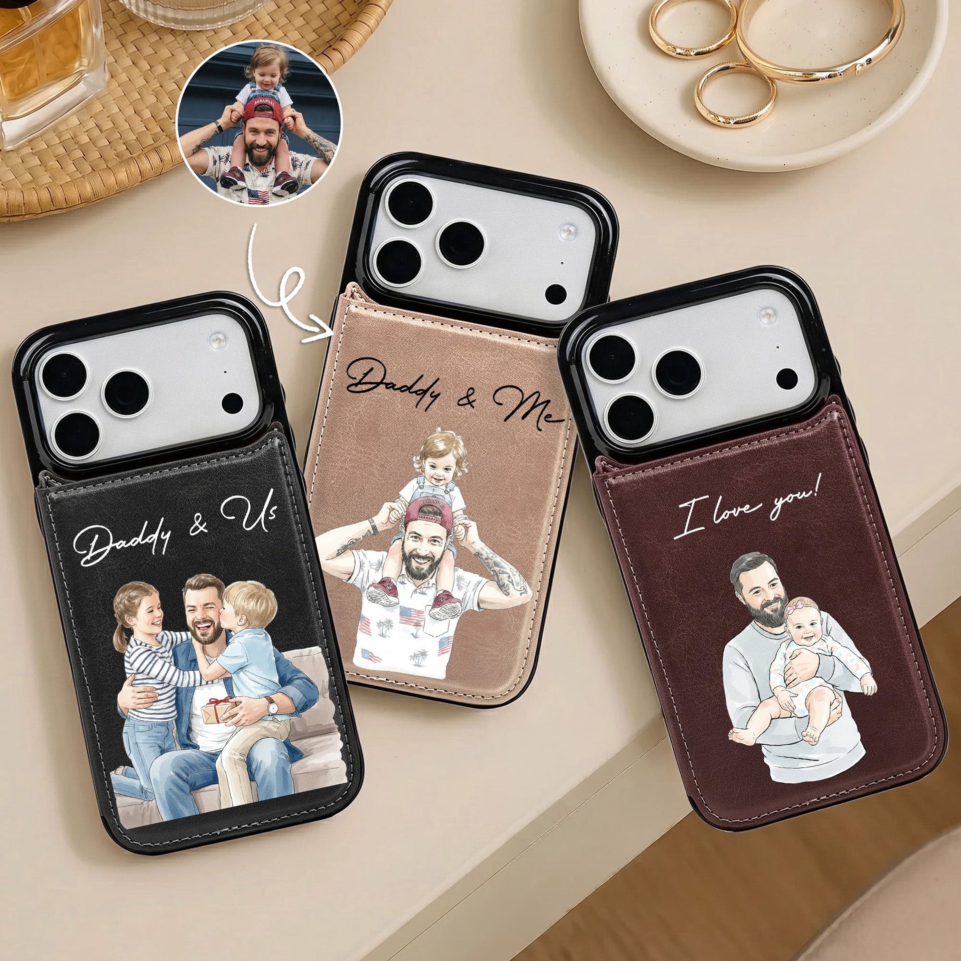 Custom Photo Watercolor Father's Day Gift For Dad, Husband - Personalized Phone Case