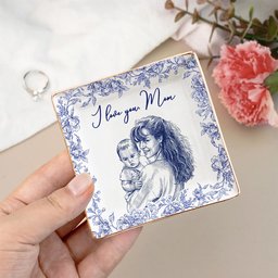 I Love You Mom Custom Photo Ring Dish Gift For Her - Personalized Photo Jewelry Dish – view 7