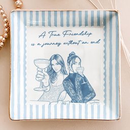 Turn Photo Into Art & Custom Friendship Quote - Stripe Vintage Cottage - Personalized Jewelry Dish – view 2