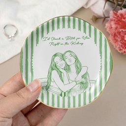 Turn Photo Into Art & Custom Friendship Quote - Stripe Vintage Cottage - Personalized Jewelry Dish – view 8