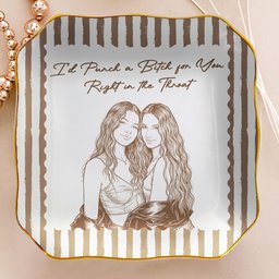 Turn Photo Into Art & Custom Friendship Quote - Stripe Vintage Cottage - Personalized Jewelry Dish – view 5