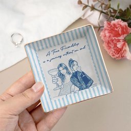 Turn Photo Into Art & Custom Friendship Quote - Stripe Vintage Cottage - Personalized Jewelry Dish – view 7