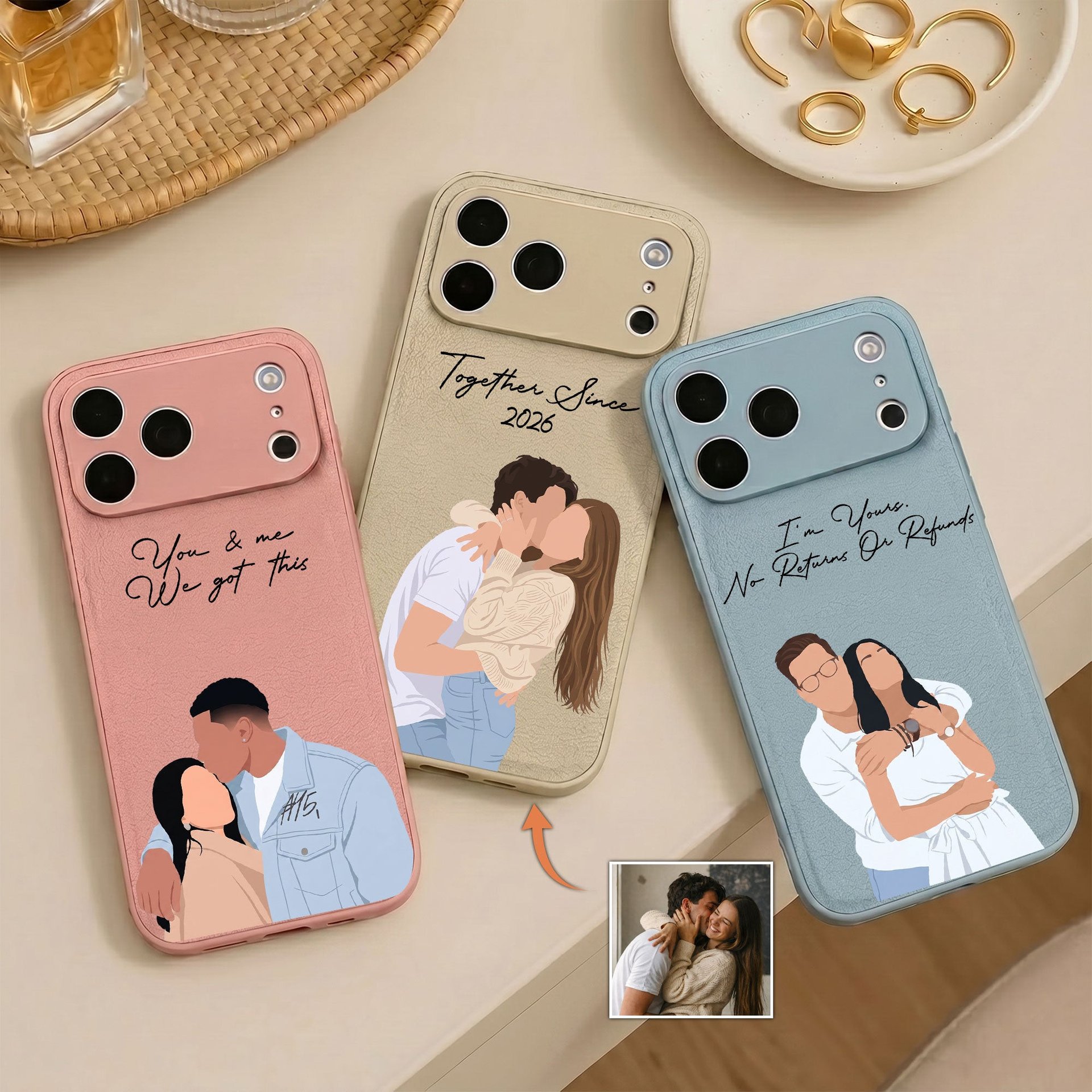 Turn Photo Into Faceless Art - For Couples, Him, Her, Matching Gifts - Personalized Phone Case