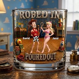 Roped In & Chilling Whiskey Glass - Personalized Gifts For Couple