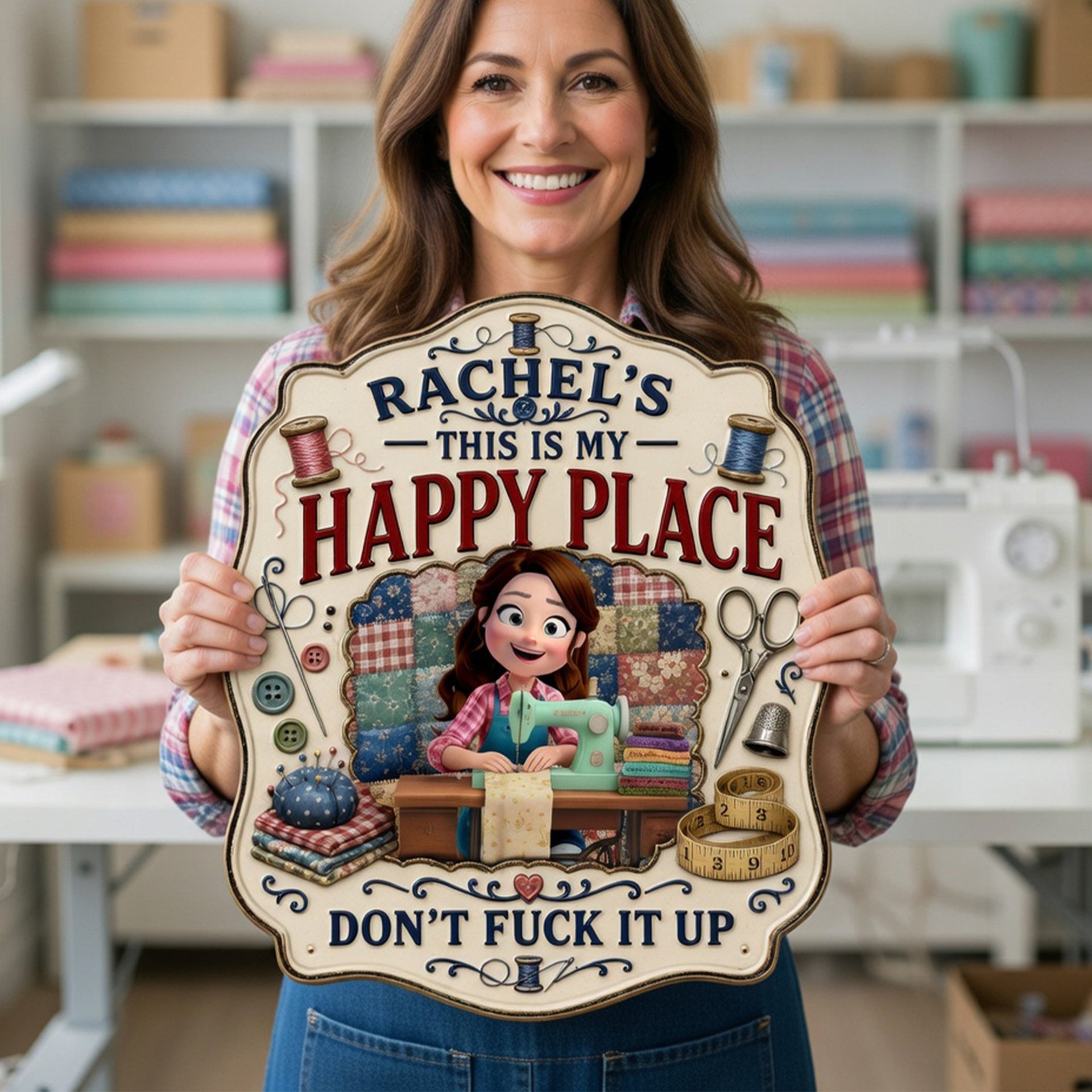 Sewing Room Cut Metal Sign - Personalized Gifts For Sewing Lovers