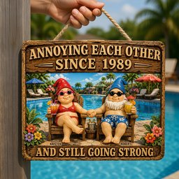 Relaxing Old Couple Metal Sign - Personalized Anniversary Gifts For Couples – view 3