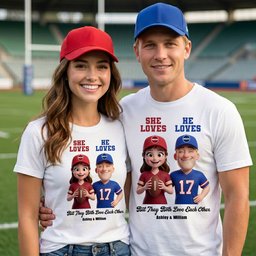 Sports Rivalry Personalized Shirt for Game Day Couples – view 2