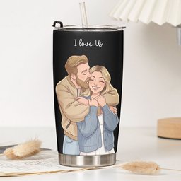 Custom Couple Photo Cartoon Art Anniversary Gifts For Wife, Girlfriend - Personalized Tumbler Cup – view 7