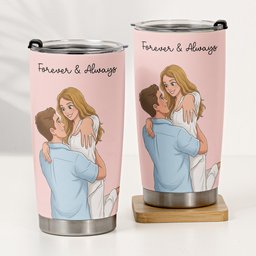 Custom Couple Photo Cartoon Art Anniversary Gifts For Wife, Girlfriend - Personalized Tumbler Cup – view 5