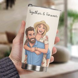 Custom Couple Photo Cartoon Art Anniversary Gifts For Wife, Girlfriend - Personalized Tumbler Cup – view 6