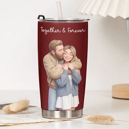 Custom Couple Photo Forever & Always Anniversary Gifts For Wife - Personalized Tumbler Cup – view 6