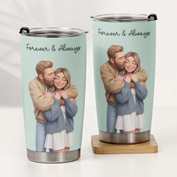 Custom Couple Photo Forever & Always Anniversary Gifts For Wife - Personalized Tumbler Cup – view 4