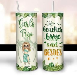 Love You To The Beach And Back - Bestie Personalized Custom Skinny Tumbler - Summer Vacation Gift For Best Friends, BFF, Sist