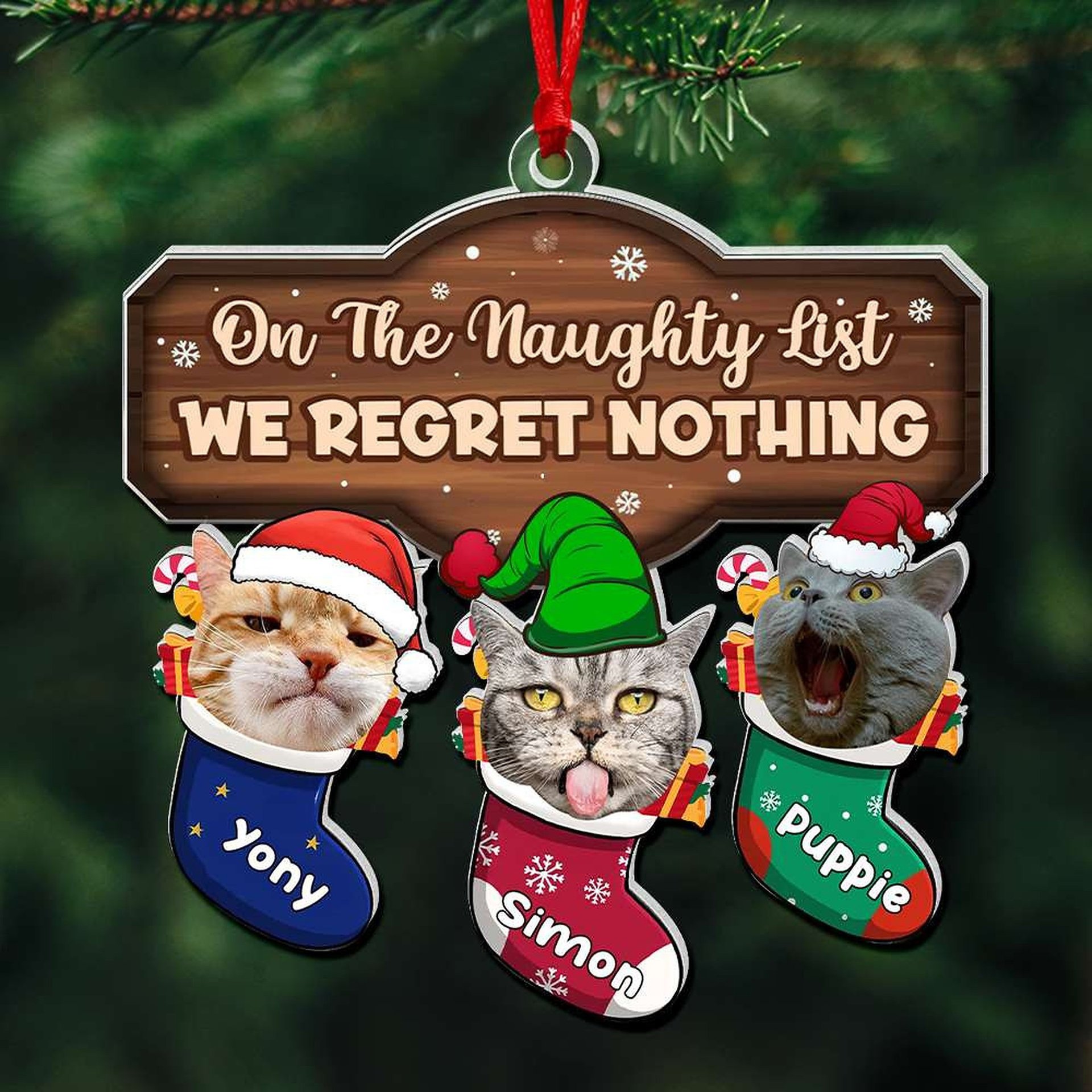 Custom Photo Gifts For Cat Lovers Christmas Acrylic Ornament