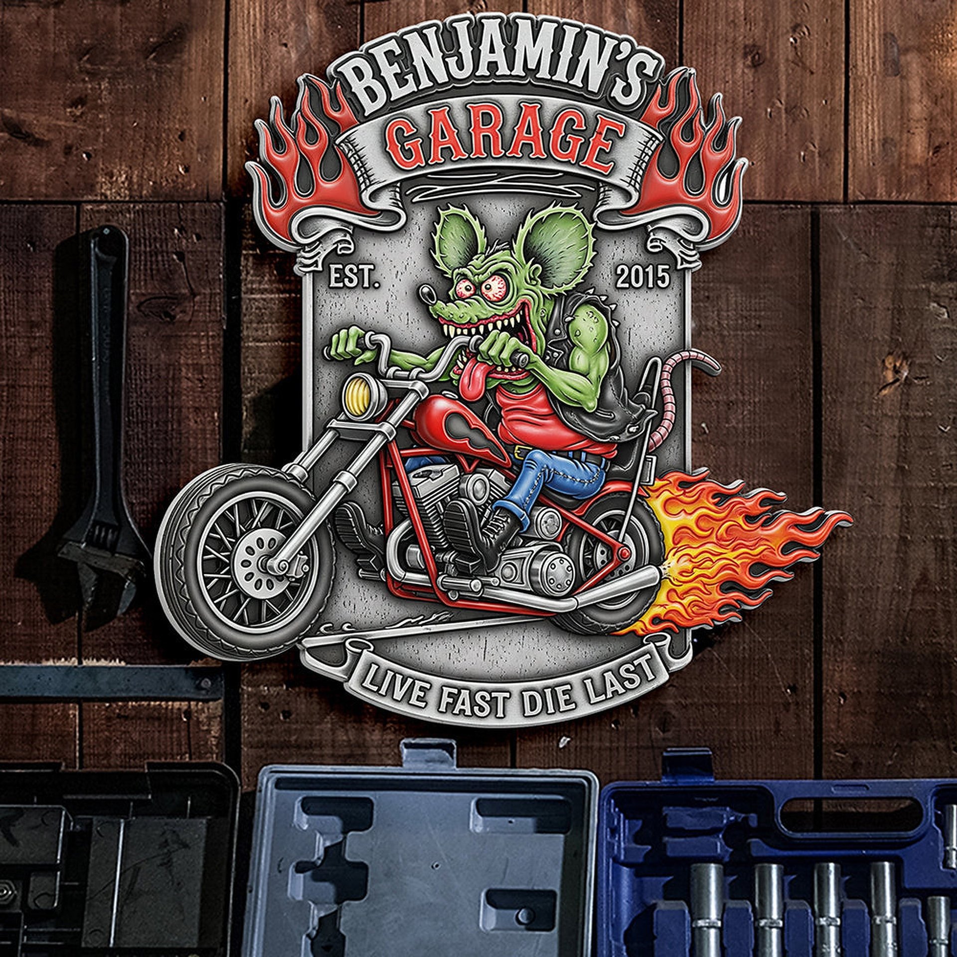 Badass Motorcycle Garage Metal Sign - Personalized Gifts For Biker - Photo 1